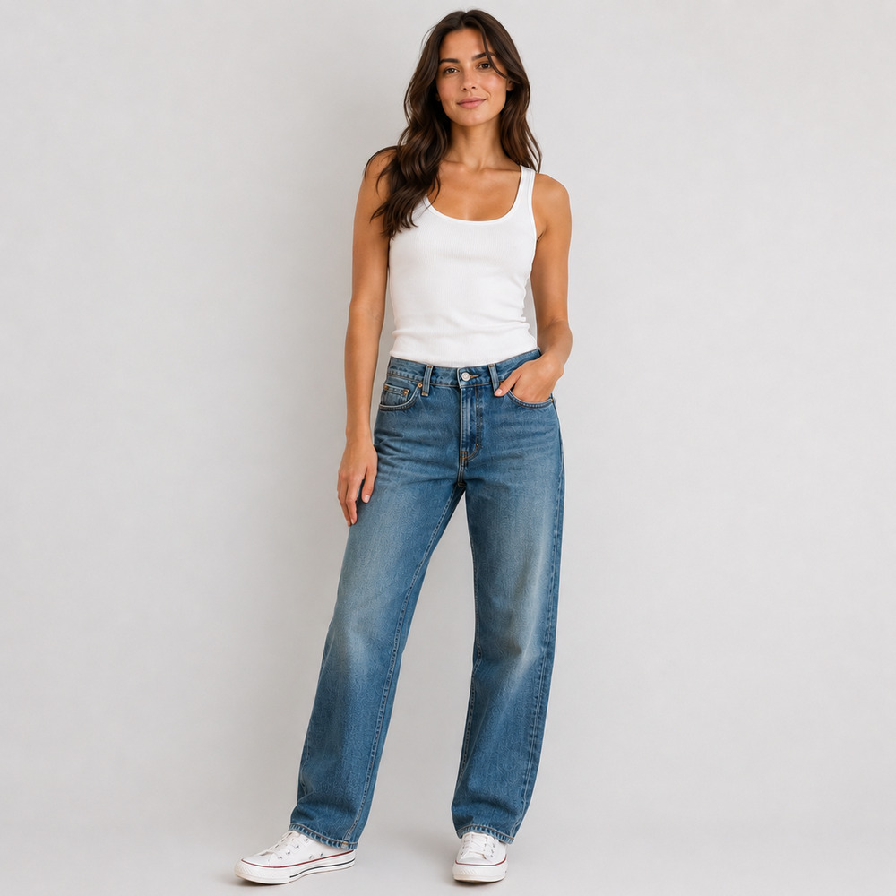 Acne Studios Row Str Vintage Jeans 28/34 Blue Straight Leg Stretch Made Italy